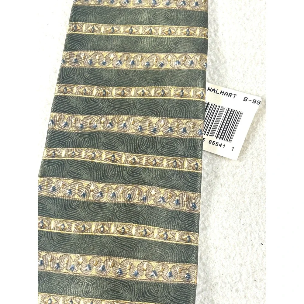 Puritan Necktie Mens OS Green Gold Striped Silk Classic Professional Accessory